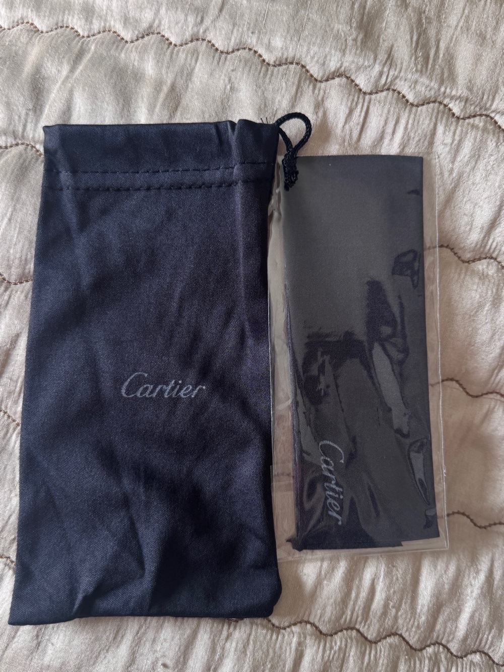 Cartier Black Drawstring Pouch Set